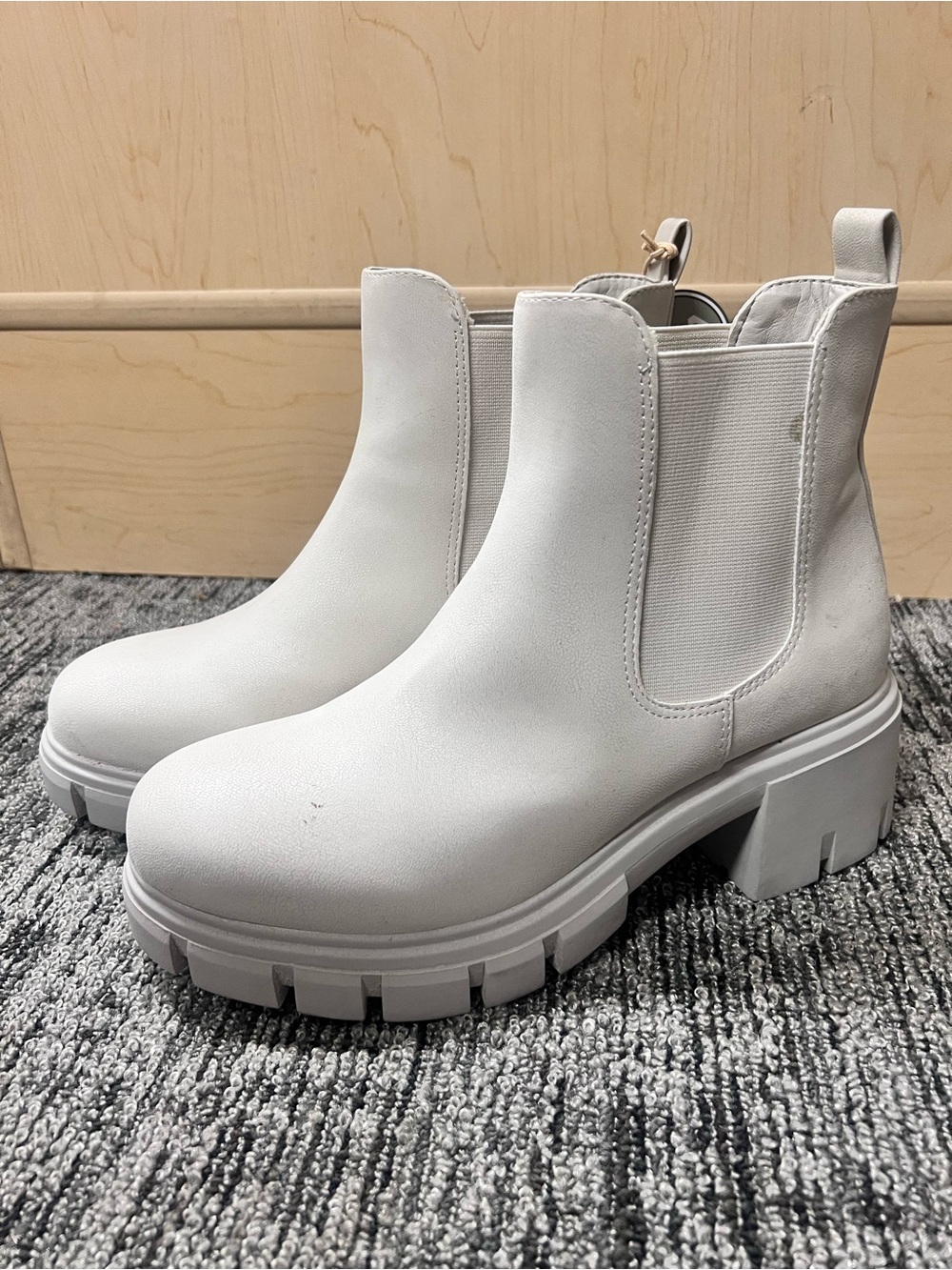 MIA White Chunky Lug Chelsea Ankle Boots